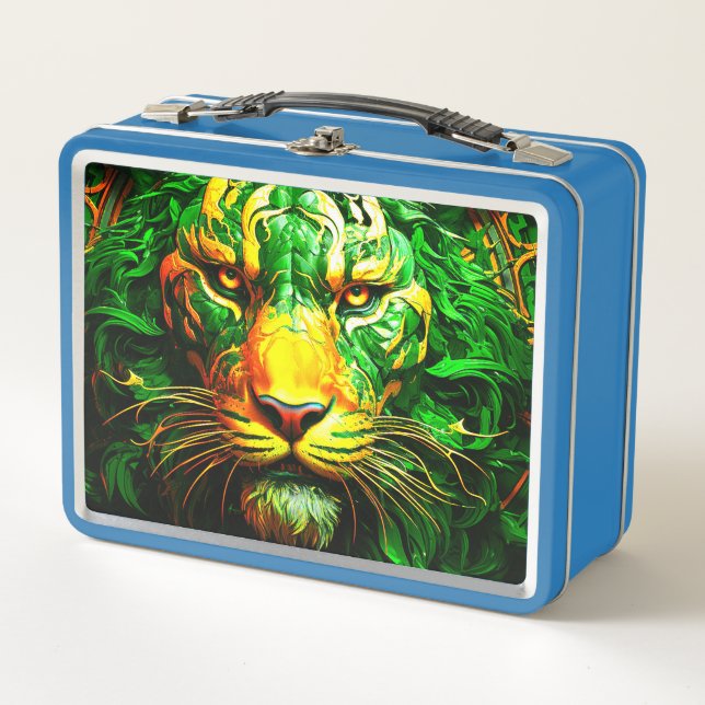 Artsy Lion Metal Lunch Box (Front)