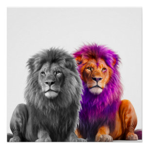 Artsy Lions Poster