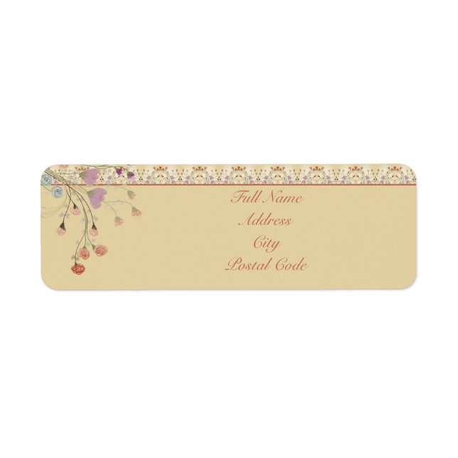 Artsy Little Floral Pattern Return Address Label (Front)