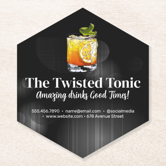 Artsy Mixed Cocktail Drinks Paper Coaster (Front)