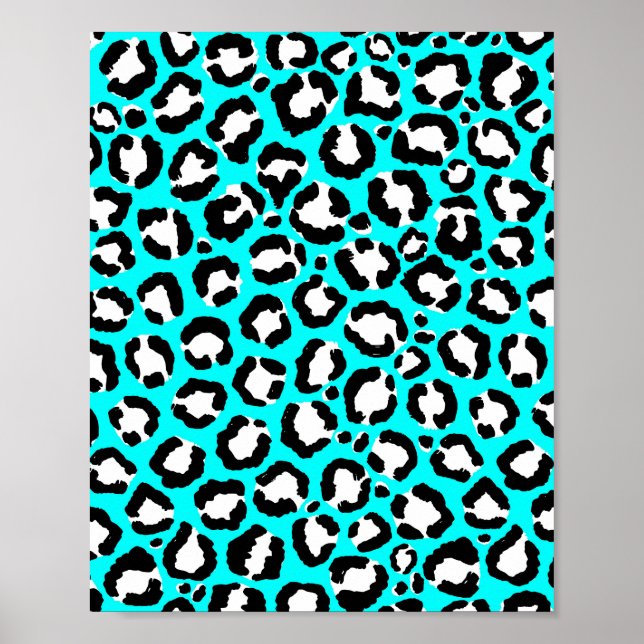 Artsy Modern Cyan Blue Leopard Animal Print (Front)