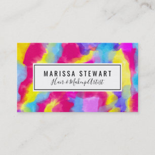 Artsy Modern Neon Colorful Rainbow Watercolor Business Card