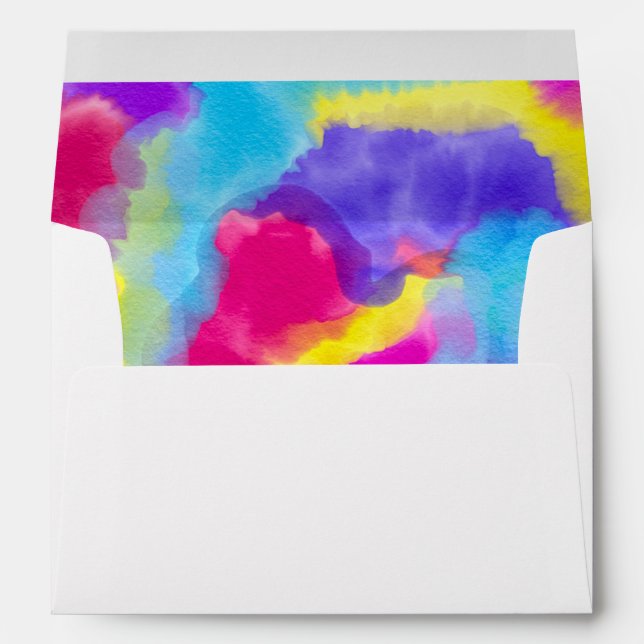 Artsy Modern Neon Colourful Rainbow Watercolor Envelope (Back (Bottom))