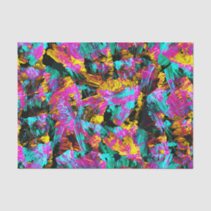 Artsy Modern Neon Colours Black Abstract Paint Art Tissue Paper