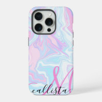 Artsy Modern Pink Blue Marble Swirl Pattern
