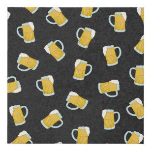 Artsy Modern Yellow Black Watercolor Beer Steins Faux Canvas Print