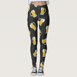 Artsy Modern Yellow Black Watercolor Beer Steins Leggings<br><div class="desc">This artsy and modern pattern is perfect for the beer lover. It features a hand-painted yellow and white foaming beer stein pattern on top of a black abstract pattern. It's cool, unique, manly, and fun! ***IMPORTANT DESIGN NOTE: For any custom design request such as matching product requests, colour changes, placement...</div>