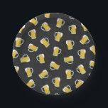 Artsy Modern Yellow Black Watercolor Beer Steins Paper Plate<br><div class="desc">This artsy and modern pattern is perfect for the beer lover. It features a hand-painted yellow and white foaming beer stein pattern on top of a black abstract pattern. It's cool, unique, manly, and fun! ***IMPORTANT DESIGN NOTE: For any custom design request such as matching product requests, colour changes, placement...</div>