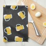 Artsy Modern Yellow Black Watercolor Beer Steins Tea Towel<br><div class="desc">This artsy and modern pattern is perfect for the beer lover. It features a hand-painted yellow and white foaming beer stein pattern on top of a black abstract pattern. It's cool, unique, manly, and fun! ***IMPORTANT DESIGN NOTE: For any custom design request such as matching product requests, colour changes, placement...</div>
