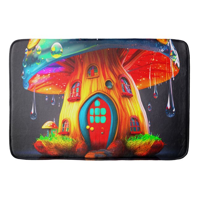 Artsy Mushroom House Bath Mat (Front)