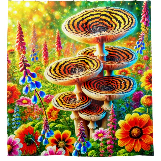 Artsy Mushrooms Shower Curtain (Front)