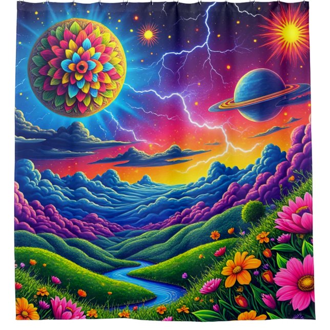 Artsy Nature Scene Shower Curtain (Front)