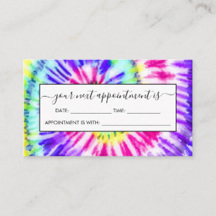 Artsy Neon Rainbow Tie Dye Watercolor Pattern Appointment Card