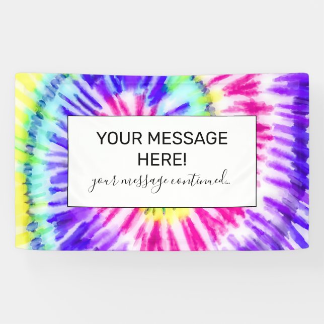 Artsy Neon Rainbow Tie Dye Watercolor Pattern Banner (Horizontal)
