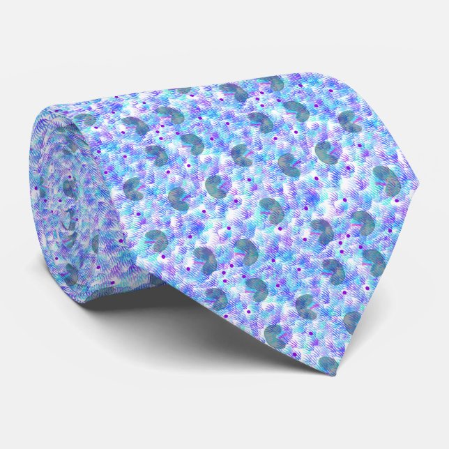 Artsy Nephrologist Kidney Design Blue and Plum Tie (Rolled)