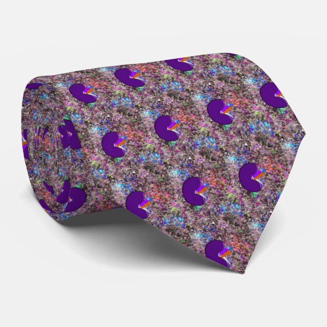 Artsy Nephrologist Kidney Design Purple Tie (Rolled)