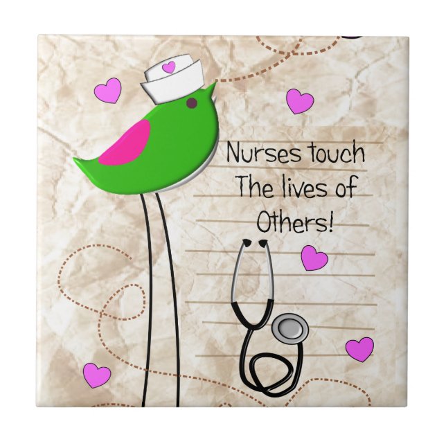 Artsy Nurse Bird Ceramic Tile (Front)