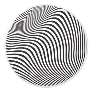 Artsy Op-Art Black White Artistic Modern Stripes Ceramic Knob
