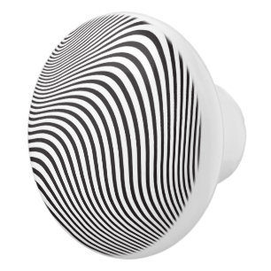 Artsy Op-Art Black White Artistic Modern Stripes  Ceramic Knob