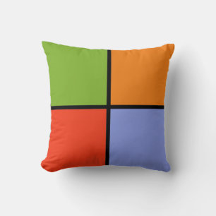 Artsy Orange, Green and Purple Squares Cushion