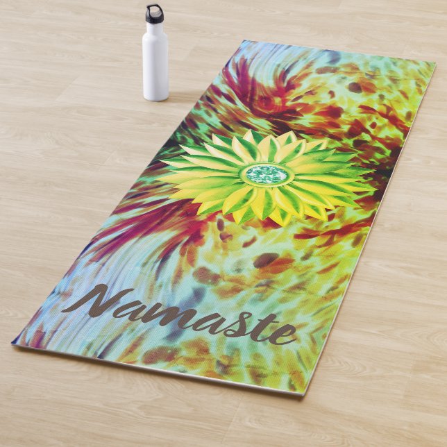 Artsy Paint Strokes Gem Flower  Yoga Mat (In Situ)