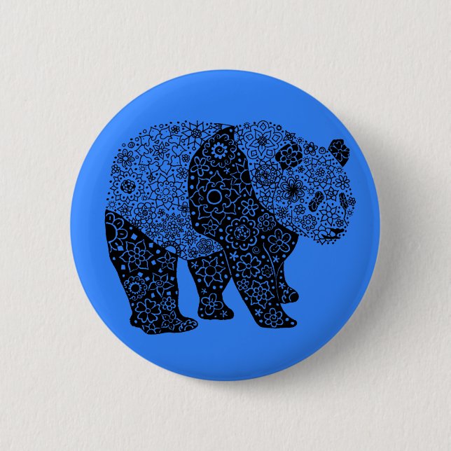 Artsy Panda Bear Round Button (Front)