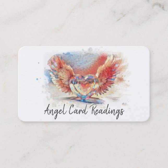 *~* Artsy Pastel Heart Angel Wings AP78 QR Business Card (Front)