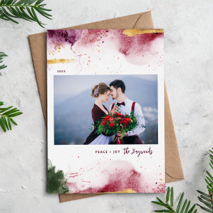 Artsy Peace and Joy Photo Holiday Card