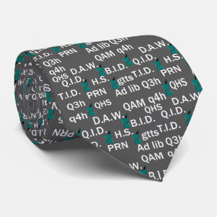 Artsy Pharmacist Abbreviations Tie Grey