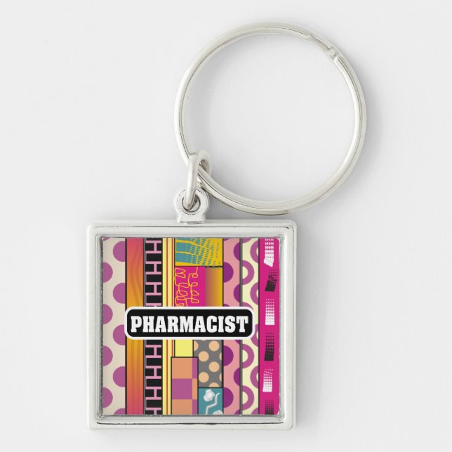 Artsy Pharmacist Gifts Key Ring (Front)
