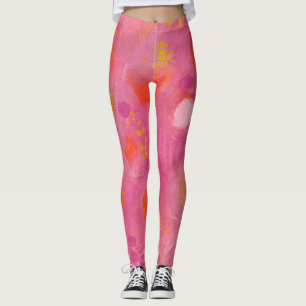 Artsy Pink Orange Gold All Over Original Design Leggings