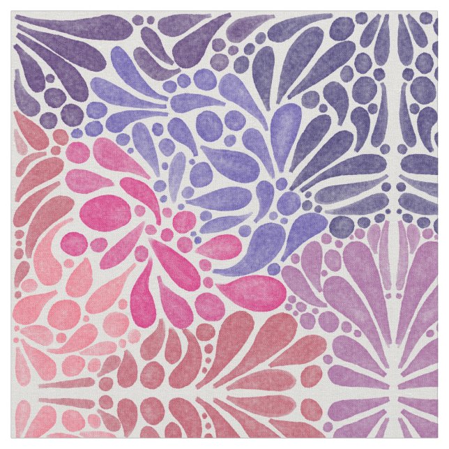 Artsy Pink Purple Watercolor Abstract Dots Pattern Fabric (Close Up)