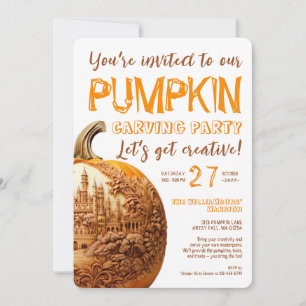 Artsy Pumpkin Carving Autumn Party Invitation