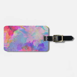 Artsy, purple floral luggage tag