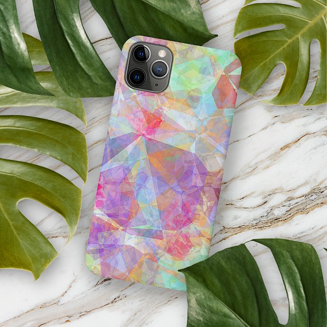 Artsy Purple Pink Blue Green Polygon Mosaic Art iPhone Case (Creator Uploaded)