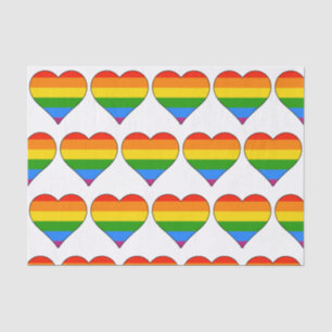 Artsy Rainbow Heart Gay Pride on White Tissue Paper