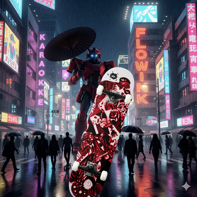 Artsy Red Black Skateboard (Creator Uploaded)