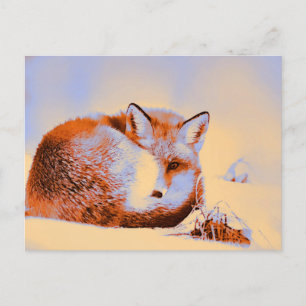 *~* Artsy Red Fox Ap18 Artistic  Painting Wildlife Postcard