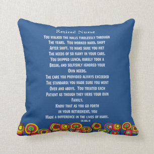Artsy Retired Nurse Poem Pillow Navy Blue