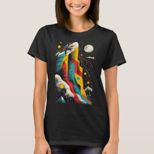 Artsy Rock Climber On Abstract Art Rock Climbing  T-Shirt