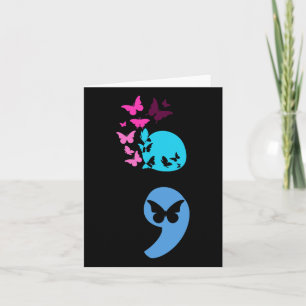 Artsy Semicolon Butterfly Suicide Prevention  Card