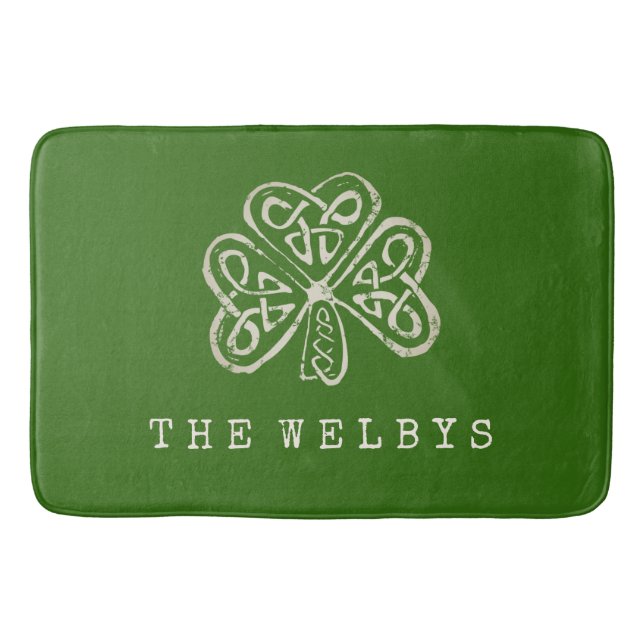 Artsy Shamrock Personalised Irish Home Decor Bath Mat (Front)
