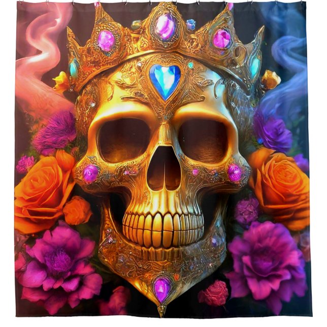 Artsy Skull Shower Curtain (Front)