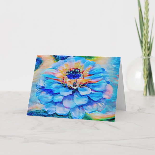 Artsy Sky Dream Flower Art Note Card (Front)
