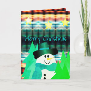 Artsy Snowman Colourful Designer Holiday Card