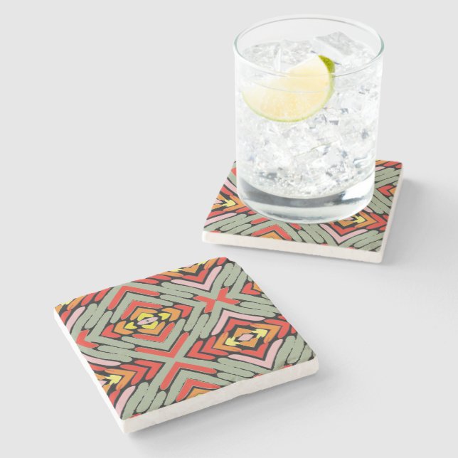 Artsy Southwestern Pattern Stone Coaster (Side)