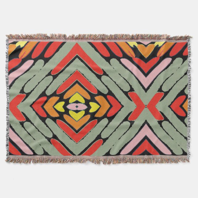 Artsy Southwestern Rustic Ranch Pattern Throw Blanket (Front)