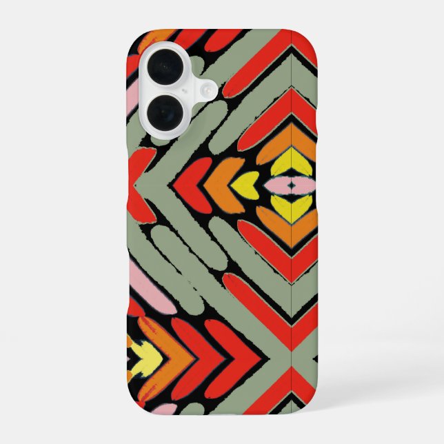 Artsy Southwestern Tribal Pattern iPhone 16 Case (Back)