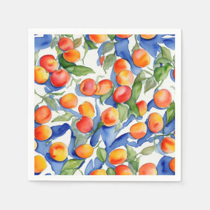 Artsy Summer Apricots Fruits Watercolor Pattern Napkin