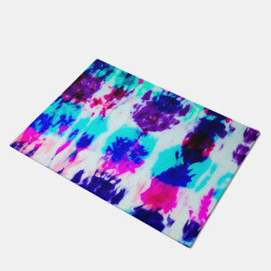 Artsy Summer Pink Blue Colourful Tie Dye Pattern Doormat